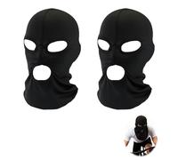 2 Pièces Cagoule Balaclava, Balaclava à 3 Trous Respirant Protection UV de Visage Comple Ski Cagoule Coupe-Vent pour Homme Femme Doublure Casque pour Vélo Ski et Sports de Plein Air Noir Taille Unique