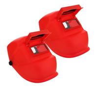 2 Pièces Cagoule de Soudage Rouge à Tête, Visière Large | PC Nylon et Cuir, Bandeau Ajustable en Cuir Bovin, pour Étudiants et Pros sur Chantier