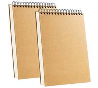 2 Pièces Cahier de Dessin A4, 160GSM 60 feuilles/ 120 Pages Reliure Spirale Papier Dessin Cahier, Carnet Dessin Sketchbook avce Pages Blanches Convient à Crayon Stylo Aquarelle D'art, Couverture Brun