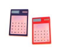 2 Pièces Calculatrice Tactile Solaire en Plastique 8 Chiffres pour Bureau | Écran Transparent Propre, Saisie par Panneau Tactile, Arrêt Automatique, Format Portable pour Enseignants et Comptables