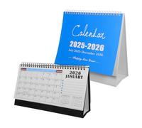 2 Pièces Calendrier de Bureau 2026 Noir, Mensuel, Reliure Spirale, Pages | Format Compact, Pages de Notes, Support Stable, pour Bureaux et Planning D’étudiants, Design Minimaliste