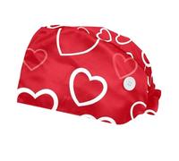 2 pièces,calots de Chirurgie pour Femmes,Calot de Bloc，Calots de Bloc Mignons pour Femmes,pour Le Salon de beauté,Coeur Rouge