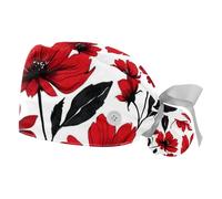 2 pièces,calots de Chirurgie pour Femmes,Fleurs Rouges,Calots chirurgicaux dentaires,Calot de Chirurgie,pour Le Chirurgien