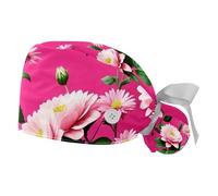 2 pièces,calots de Chirurgie pour Femmes,Plante à Fleurs Roses,Calot de Chirurgie pour Hommes，Calot Bouffant Chirurgical pour Femmes,pour Le Chirurgien