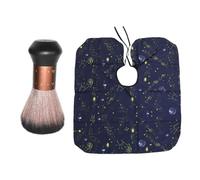 2 Pièces Cape de Coiffure pour Garçon et Brosse à Cheveux Cassés | Polyester Pongee, Finition Soignée et Tombé Élégant, Usage Maison ou Salon, Couleur Noire