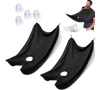 2 Pièces Cape de Rasage Tablier Barbe Bavoir Chiffon de Toilettage de Barbe Professionnel Étanche, Anti-Adhésiff, Avec 4 Ventouses