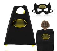 2 Pièces Cape Super Heros Enfant et Masque, Bat-man Costume Cosplay Capes et Masques, Costumes de Super Heros Enfants, Double Face DIY Costume, pour Fête d'anniversaire Cosplay Noël Halloween Carnaval
