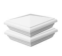 2 Pièces Capuchons de Poteau Pyramidaux en PVC Blanc 6x6 | Style Anglais Élégant, Finition Blanche, Résistance UV et Anti-jaunissement, Fixation Sûre pour Extérieur et Poteaux