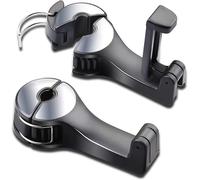 2 Pieces Car Seat Back Hook,2 In 1 With Phone Holder,Car Hooks Car Hanger Universal Hidden Back Seat Hook (Silver)
