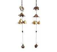 2 Pièces Carillons Éoliens Fengshui, Carillons Éoliens Chinois, Cloche De Bénédiction, Éoliens Éléphants, Éoliens Poissons, pour La Maison Jardin Balcon Suspendu Décoration Intérieure Extérieure