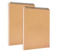 2 Pièces Carnet Dessin A4,60 Feuilles/120 Pages Reliure Spirale Papier Dessin Cahier,120GSM Carnet de Croquis A4,avce Pages Blanches,pour Convient à Crayon Stylo Aquarelle D'art,Couverture Brun