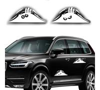 2 Pièces Cartoon Funny Peeking Monstre en Vinyle Autocollant,Peeking Monster Effrayant Yeux Autocollant de Voiture Peeking Elf Decal Imperméable Sourire et Angry (Blanc)
