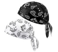 2 Pièces Casquette de Cyclisme Bandana Crâne Protection UV Camouflage d’Été sous-Casque Foulard de Cyclisme Couvre-Chef, pour Cyclisme, randonnée, Patinage, Escalade, Course à Pied(Noir, blanc)