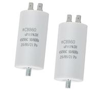 2 Pièces CBB60 8uf Condensateur de Démarrage 450VAC 50/60Hz avec, Dimensions 34x65 mm, Condensateur 8 uF, Plastique PBT Résistant pour Moteurs Monophasés, Lave-Linge, Sèche-Linge, Compresseur et Pompe
