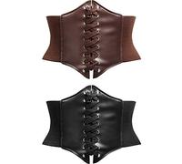 2 Pièces Ceinture Corset Steampunk Ceinture Large de Corset Rétro Ceinture de Taille Élastique Attachée,Taille unique,Multicolore