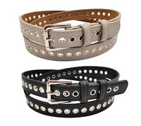 2 Pièces Ceinture De Couleur Unie, Ceinture Créative Sans Punch, Ceinture De Mode Pour Femmes, Ceinture De Jeans Personnalisée, Universel Pour Hommes Et Femmes, Accessoires Punk.