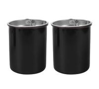 2 Pièces Cendrier de Voiture avec Couvercle en Acier Inoxydable | Porte-gobelet de Véhicule, Design Moderne Minimaliste Noir, Fond Stable, Usage en Déplacement, Anti-débordement