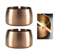 2 Pièces Cendrier Rond de Table de Bureau en Acier Inoxydable, Cendrier Portable, Cendrier Coupe-vent, Résistant aux Hautes Températures, pour Patio, Extérieur, Maison, Bureau, Fête, Bar(Or Rose)