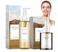 2 Pièces Centella Skincare avec Centella Cleansing Oil + Centella Serum,Centella Ampoule,Centella Light Huile de Nettoyage,Centella Madagascar,Pour Les Filles et Les Femmes à la Peau Sensible