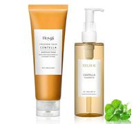2 Pièces Centella Skincare Set, Centella Cleansing Oil, Centella Detergente Viso, Centella Oil Cleanser, Pore Deep Cleansing, pour Apaiser Les Peaux Sensibles et Sujettes À l'acné