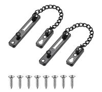 2 Pièces Chaîne de Porte de Sécurité, Chaîne de Porte en Acier Inoxydable, Limiteur de Porte Étroit Verrou de Porte Anti-Vol à Ressort pour la maison, l'hôtel, les portes et fenêtres (noir)
