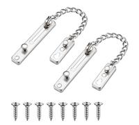 2 Pièces Chaîne de Porte de Sécurité, Chaîne de Porte en Acier Inoxydable, Limiteur de Porte Étroit Verrou de Porte Anti-Vol à Ressort pour la maison, l'hôtel, les portes et fenêtres (argent)