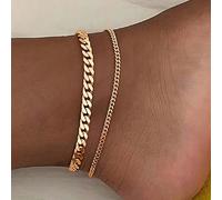 2 pièces Chaîne multi-couches dorée, design unique Bracelet de cheville, style plage et rue, convient pour le port quotidien des femmes, excellent cadeau pour les amies Taille UniqueAlliage de fer