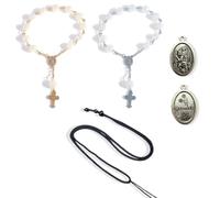 2 Pièces Chaînes Croisées Perlées pour Rétroviseur de Voiture, Chapelet Voiture, Intérieur Voiture Personnalisé, Christopherus, Suspension de Rétroviseur de Voiture