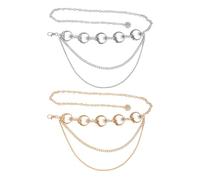2 Pièces Chaînes De Taille Lune, Chaînes De Taille En Métal Multicouche, Chaînes De Corps Réglables, Chaînes De Ceinture D'Accessoires, Chaînes Décoratives Pour Tenues