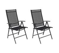 2 pièces chaise pliante de jardin dossier haut métal textiles 7 pos. Anthraci...
