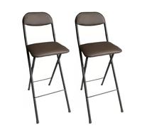 2 Pièces Chaise Pliante Tabouret Chaise Pliable Portable avec Sièges Rembourrés Petit Bar Haut Bureau Guitare Comptoir De Bureau Chaise Assise Pliante,Brown-65cm 2piece