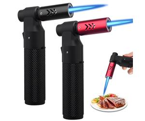 2 Pièces Chalumeau De Cuisine, Chalumeaux De Cuisine, Briquet Tempete Rechargeable Flamme Réglable Anti Vent Coupe-Vent Briquet Pour Bougie, Barbecue, Camping, Pâtisserie, Desserts(Pas De Gaz)