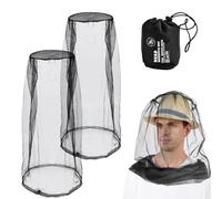 2 Pièces Chapeau Moustiquaire, Noir Moustiquaire de Tête, Masque Anti Moustique, Filet Anti Moustique Tête avec Sac de Transport, Mosquito Head Net pour Extérieur Apiculture Camping Voyage (2pcs)