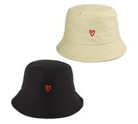 2 Pièces Chapeaux De Seau d'amour Brodés, Chapeaux De Seau Simples Et À La Mode, Chapeaux De Seau De Protection Solaire, Chapeaux De Pêche, Chapeaux d'alpinisme, Chapeaux De Seau pour Femmes