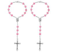 2 Pièces Chapelet Auto, Rose, Voiture Breloques, pour Femme Pendentif de Chapelet Personnalisé Accessoires de Suspension de Croix de Voiture pour Intérieur Rétroviseur Ornements Décoration