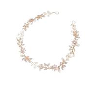 2 pièces chapellerie de mariée fleur bandeaux de mariée perle bijoux de cheveux accessoires de cheveux de mariage morceau de cheveux de bal Pour Femme(Gold)