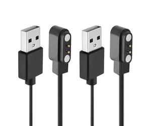 2 Pièces Chargeur Montre Connectée, Magnétique Chargeur Montre Connectée 2 Pins 4mm, Compatible avec YAMAY SW022, AGPTEK LW11, Ticwatch GTX, Xiaomi Haylou Solar LS05, Câble USB de Chargement 60cm