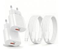 2 Pièces Chargeur Prise USB C,2-Port 25W Chargeur USB Multiple Secteur Adaptateur avec Câble Lightning 2m pour iPhone 17 16 15 14 13 12 11 Pro/Pro Max/Plus,Mini X XS XR SE 8 7 6S, iPad,Samsung S25