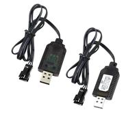 2 Pièces Chargeur RC 7,4 V Câble USB Connecteur SM-3 PIN, Compatible avec Drones, Voitures RC, Quadricoptères et Jouets Télécommandés Charge Sécurisée avec Protection Contre la Surcharge et Affichage