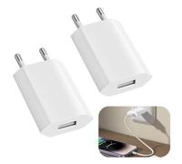 2 Pièces Chargeur USB Adaptateur de Prise Universel 5W 5V 1A Embout Chargeur Adaptateur Alimentation Universel Portable Appareils USB Chargeur pour Phone/Pad/smartwatch/Écouteurs/Tablette (Non Câble)