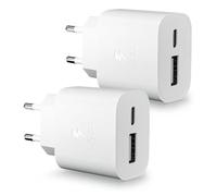 2 Pièces Chargeur USB C, 25W 2 Port Prise USB-A & USB-C Chargeur Rapide Adaptateur Type C Secteur pour Apple iPhone 16/15/14/13/12/11/Pro/Max X XS XR 8 7 6S Plus Mini SE, iPad, Samsung Téléphones