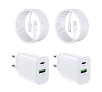 [2 Pièces] Chargeur USB-C 30W, 2 Ports [USBC + USBA] avec Câble USB-C 2M-pour i-Phone 11/12/13/SE/14/15/16 Pro Max, Chargeur Rapide PD3.0 USB A+C, Adaptateur Double Port