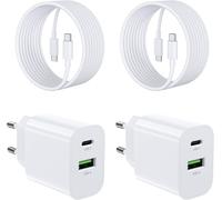 [2 Pièces] Chargeur Usb-C 30W,2 Ports [Usbc + Usba] Avec Câble Usb-C 2M-Pour I-Phone 11/12/13/Se/14/15/16 Pro Max,Chargeur Rapide Pd3.0 Usb A+C,Adaptateur Double Port