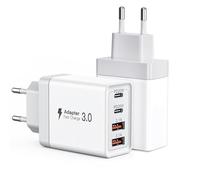 [2 pièces] Chargeur USB C 40W,Bloc Chargeur 4 Ports,Bloc de Charge Rapide Double Port PD+QC Connecteur Mural multiports de Type C,Compatible avec iPhone 15/14/13/12/11/Pro Max/XS/XR/8/Samsung/Tablet