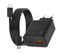 2 Pièces Chargeur USB C,45W 2-Port Charge Rapide Prise USB-C et USB-A mit 2m Type C Cavo pour Samsung Galaxy S25 Ultra, S25+,S24+,S24 Ultra,S23+,S23 Ultra,S22,S21,S10 S9 S8 A55 A54 Secteur Adaptateur