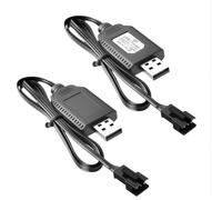 2 Pièces Chargeur USB RC avec Connecteur SM-3P Plug pour 7,4 V LiPo, Câble de Charge Universel USB RC pour Voiture/Télécommandée/Drone/Bateau, 7.4V Connecteur SM-3P avec LED Indicatrice