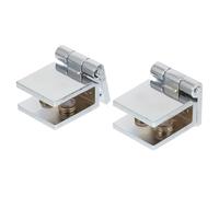 2 Pièces Charnière à Pince sans Perçage, Alliage de Zinc Argenté | Verre 5 à 8mm, Ouverture Fluide, Meuble Vitré et Porte D’armoire