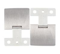 2 Pièces Charnière sans Perçage, Alliage Zinc Argenté | Usage sur Meuble Vitré, Installation Simple, Remplacement pour Anciennes Ferrures, Finition Argenté