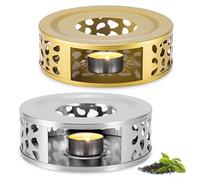 2 Pièces Chauffe-Théière en Acier Inoxydable, Chauffe Theiere Bougie, Chauffe Plat Chauffe-Théière, Réchaud pour Théière Inoxydable avec Porte-Bougie, pour Thé Café Isolation De Lait