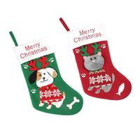 2 Pièces Chaussette de Noël Décorative Chien Chat, Grosse Capacité | Pliable, Légère et Facile à Porter, Motif Festif pour Bonbons Couleur Aléatoire